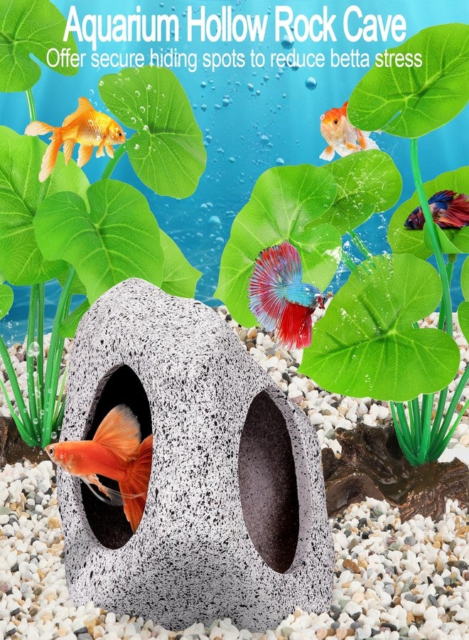 MyLifeUNIT Fish Tank Decor, Silk Aquarium Plants and Hideaway Rock Cave Decor for Betta Fish Tank Accessories, Goldfish, Turtle Tank Decorations - Image 3